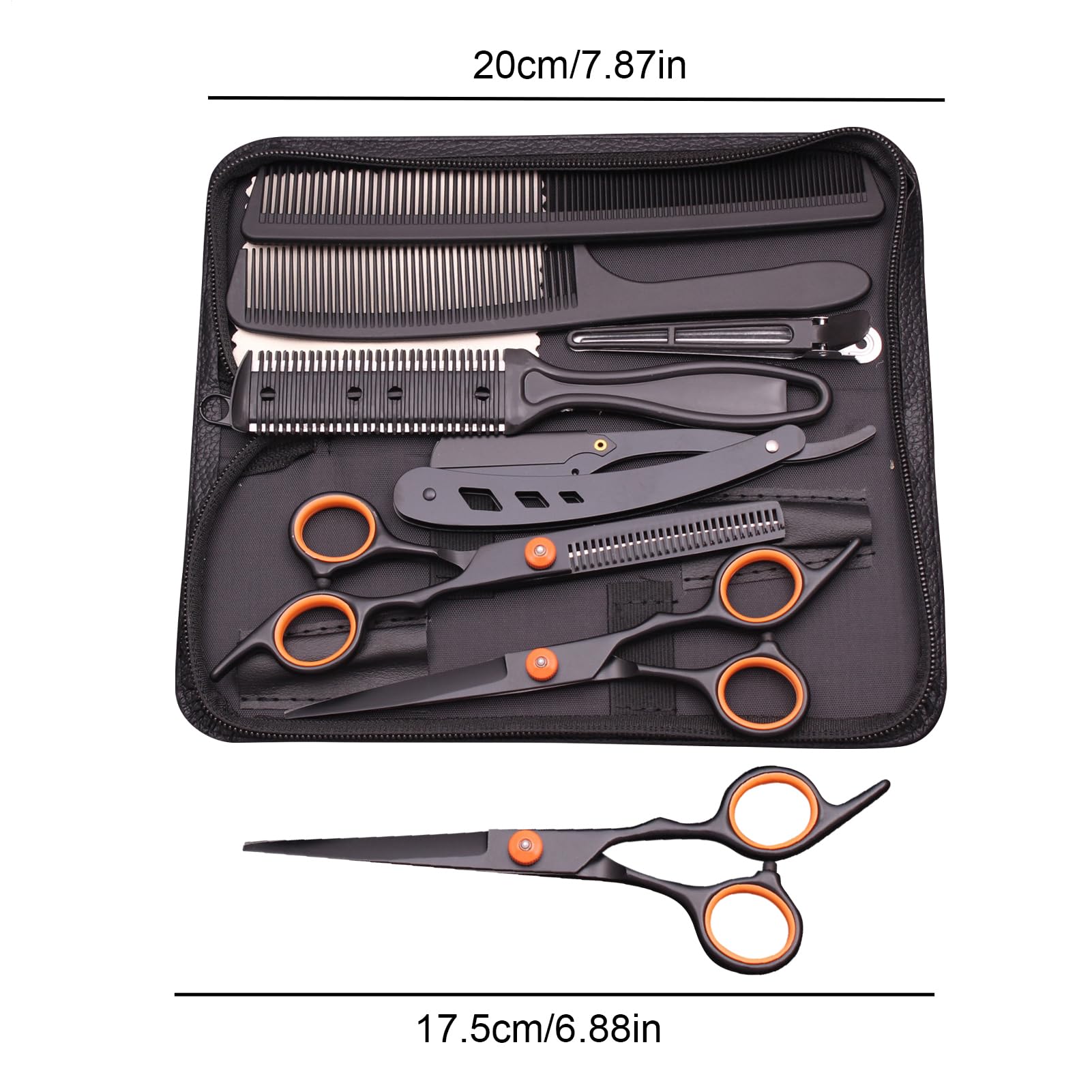 Juego de corte de pelo de peluquería - Juego profesional de cortapelos de acero inoxidable, tijeras rectas, tijeras dentales | Cortapelos para hombres y mujeres, corte de pelo en casa con navaja de