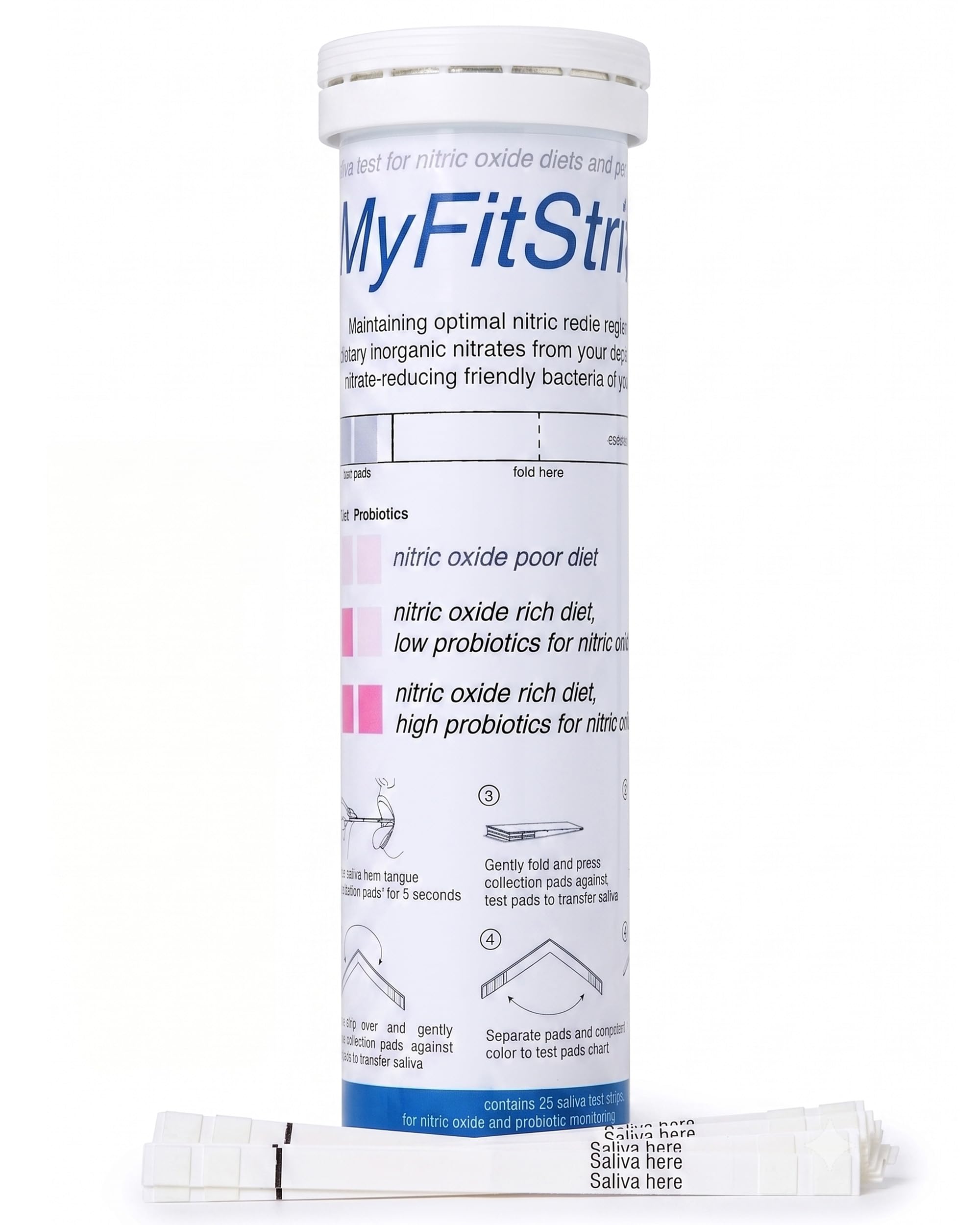 MyFitStrip Tiras para teste de saliva de óxido nítrico, 25 tiras