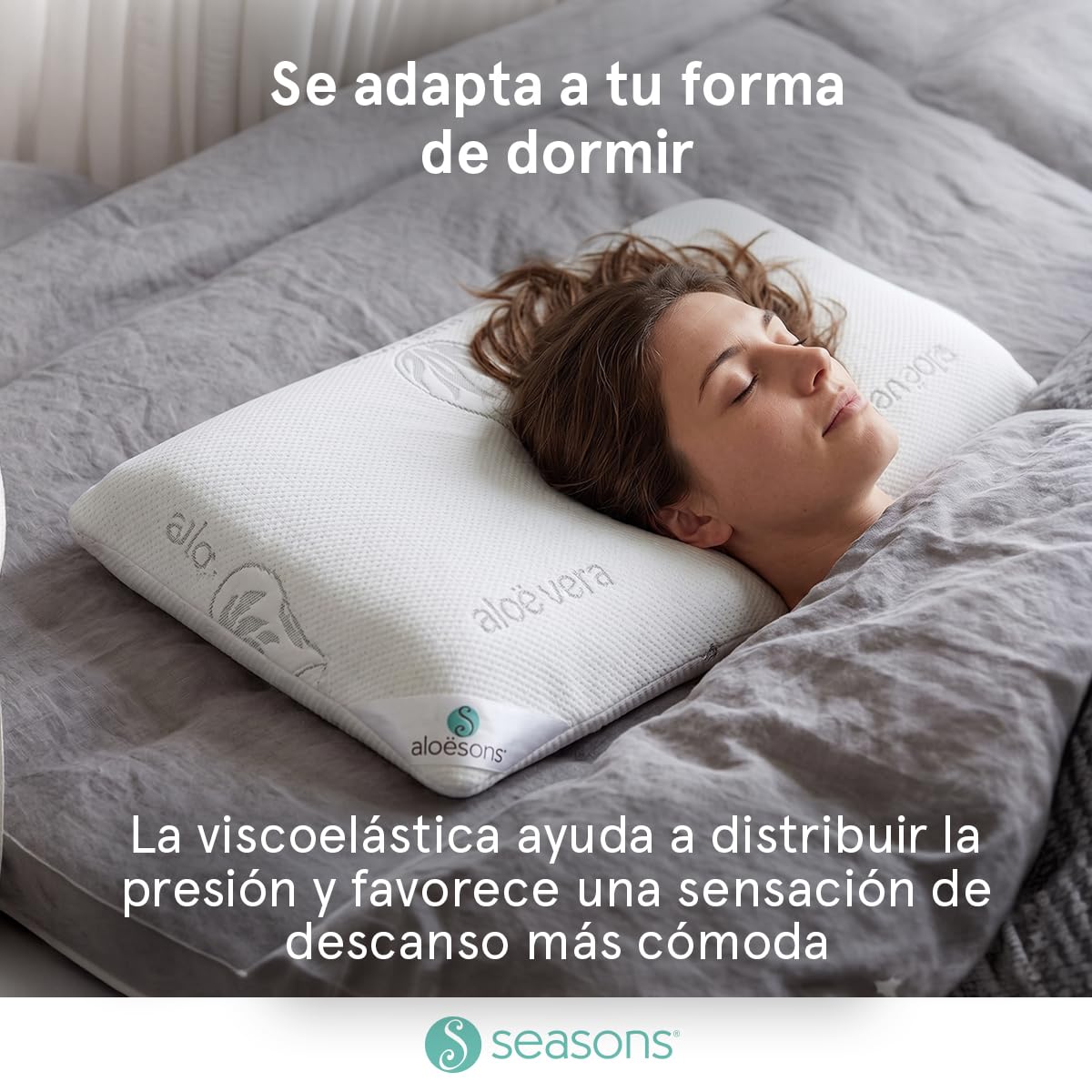 Seasons | Almohada Viscoelástica | Transpirable con Canales de Aireación 135 cm | Aloe Vera