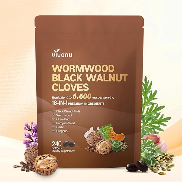 18-in-1 Black Walnut Wormwood Cleanse for Humans, 80 Day Supply, 6600mg Serving, Rapid Gut Cleanse & Digestive Health with Clove, Garlic, Turmeric, Pumpkin Seed, Oregano, Berberine & More 240 Softgels