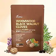 18-in-1 Black Walnut Wormwood Cleanse for Humans, 80 Day Supply, Serving, Rapid Gut Cleanse & Digestive Health with Clove, Garlic, Turmeric, Pumpkin Seed, Oregano, Berberine & More 240 Softgels
