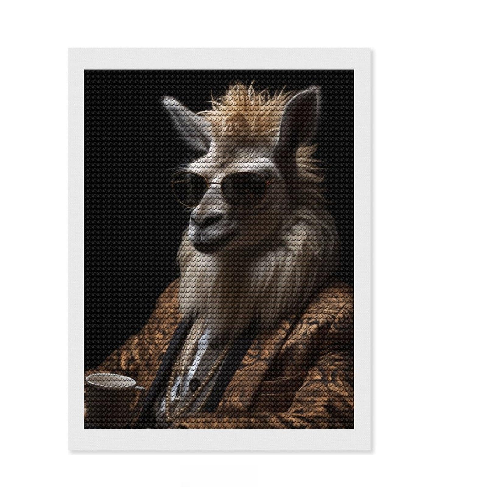 Junmoney Funky Llama in Suit Diamond Painting Canvas Set 12"x16", for Teens, Simple to Start, Farmhouse Decor, Thoughtful Handmade Gift
