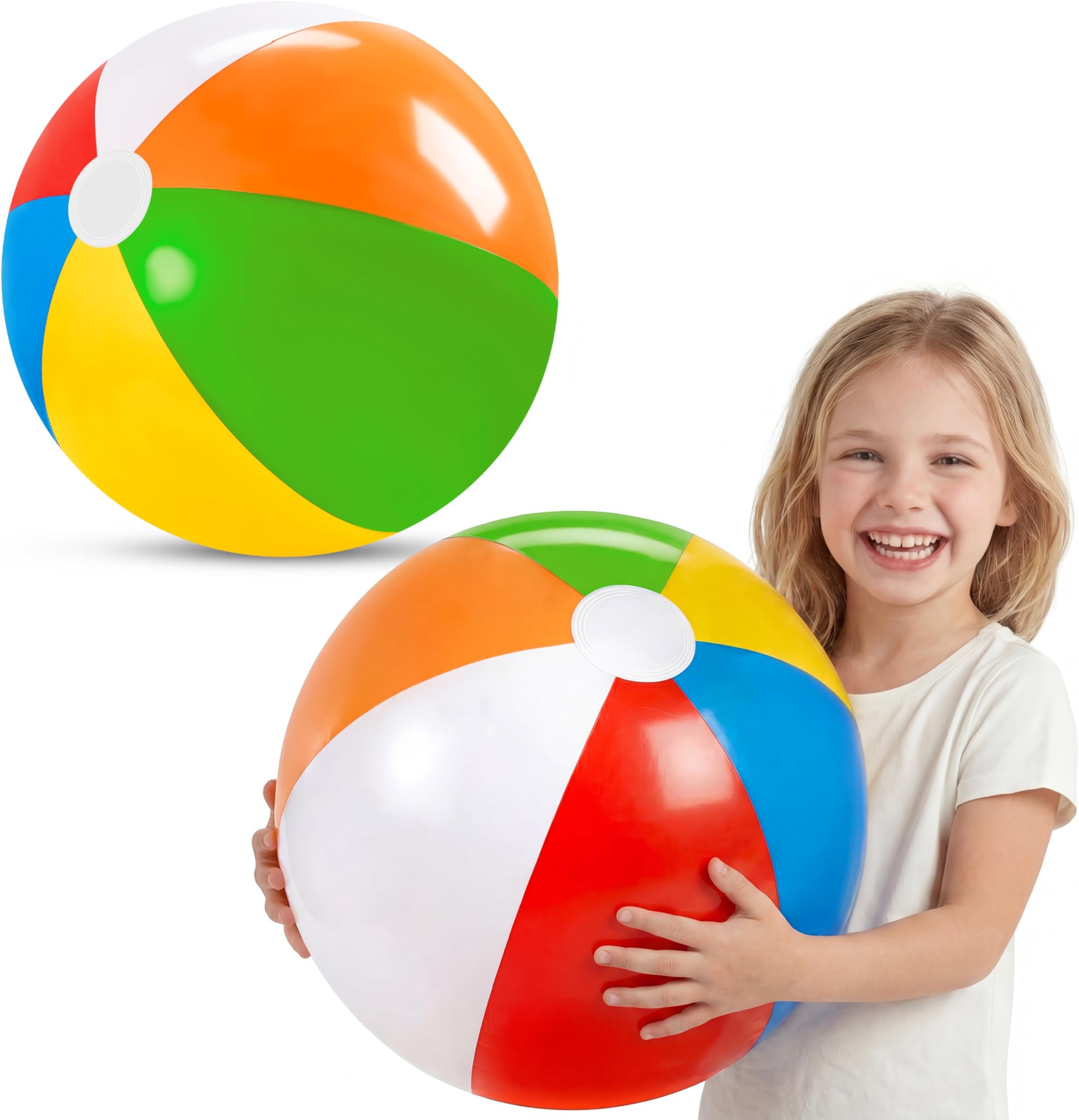 JOYIN 2-Pack 20" Beach Balls - Pool Toys Large Inflatable Beach Ball Swimming Pool Water Games, Classic Rainbow Color Beachball Luau Birthday Decorations Party Supplies Party Favors Gifts