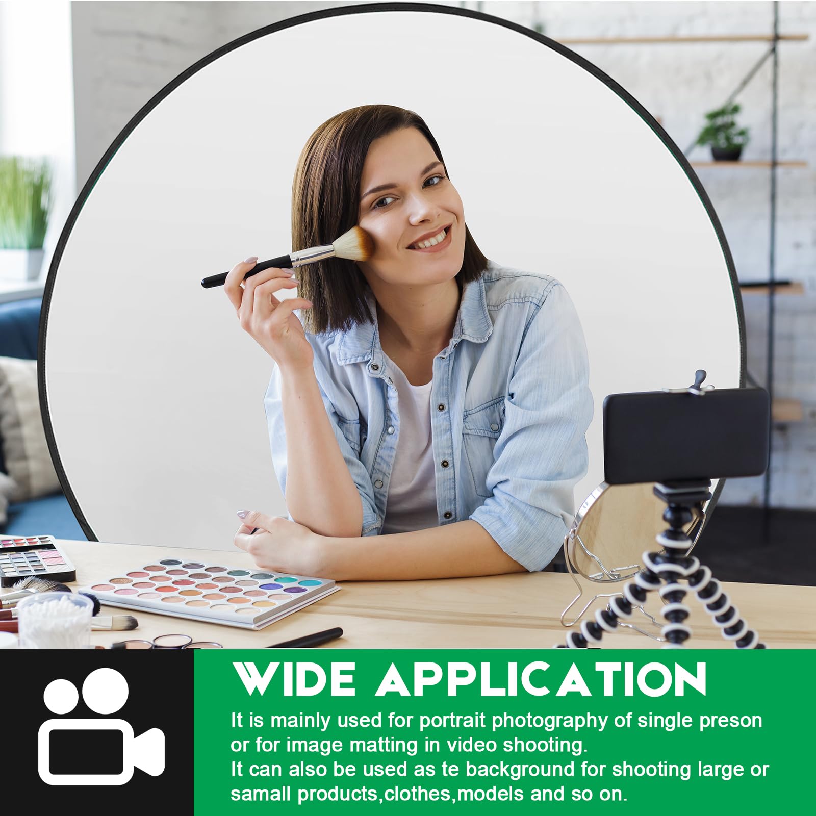145 cm 2-in-1 Fotohintergrund, Beidseitig Schwarz/Weiß, Faltbar & Tragbar für Streaming, Zoom Meetings, Gaming, Home Office und Fotografie