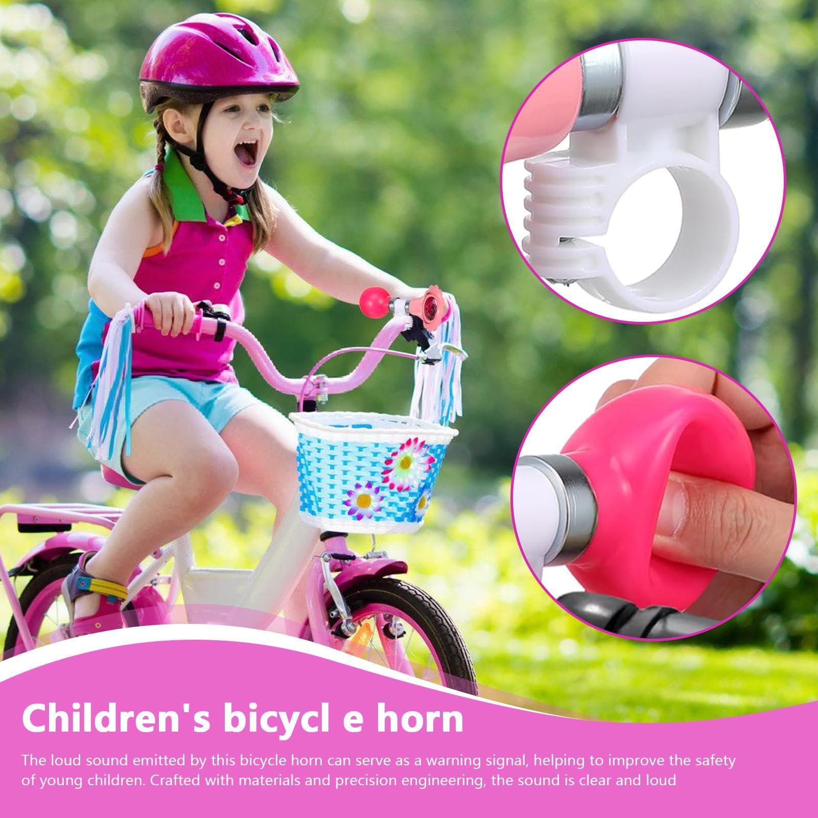 Bocina de bicicleta para niños, manillar de patinete, bocina de aire para apretar, bocina de ciclo de sonido fuerte para niños, niños, niñas