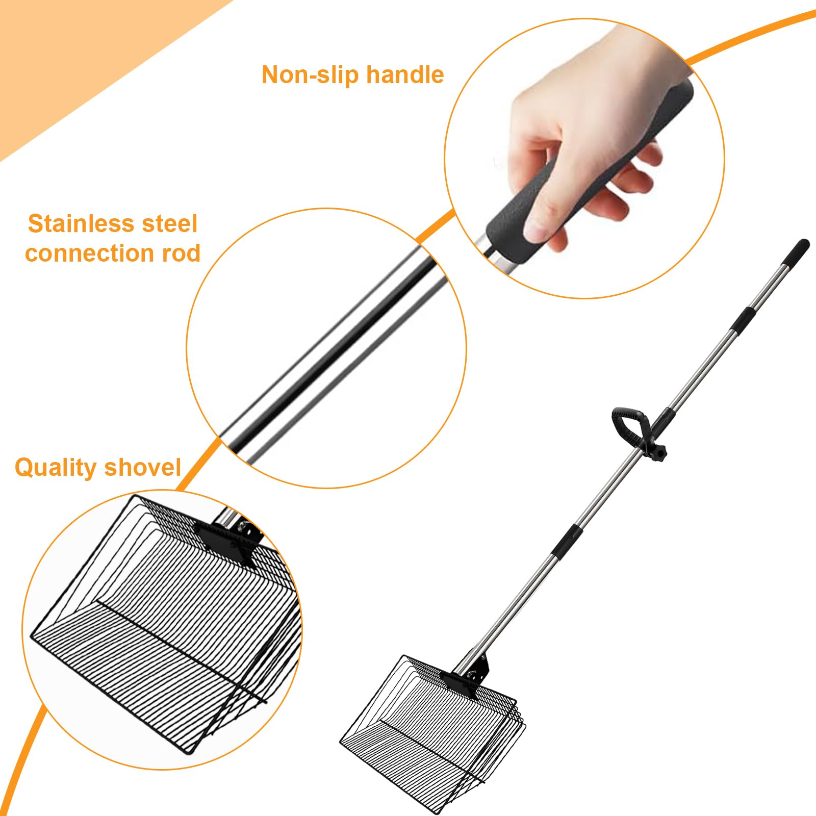 30 cm łopata do odchodów kura, akcesoria do kurnika 5-w-1 regulowana wysuwana łopata do czyszczenia kur Chicken Poop Scooper do kurnika, separacja odchodów i gruzu od piasku