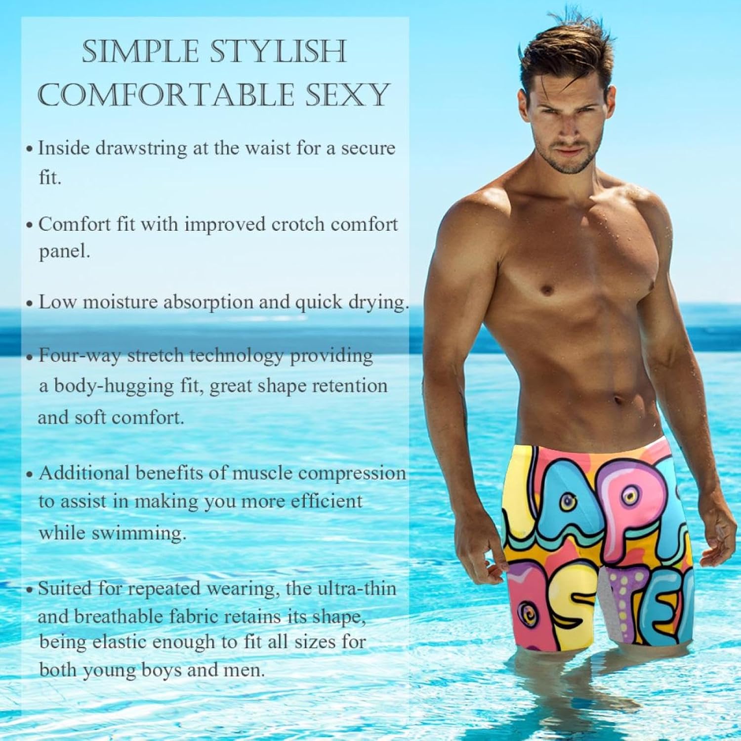 Happy Easter Men's Swimsuit Jammer Quick Dry Swim Jammer Racing & Training Swimsuit