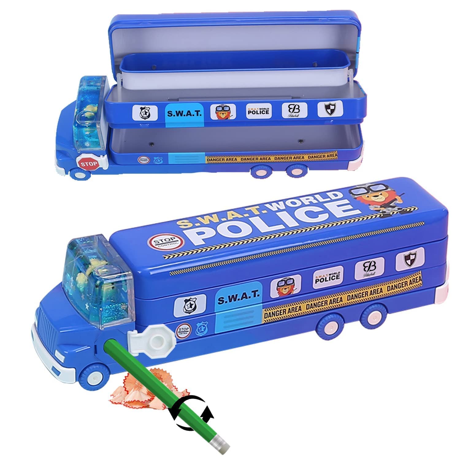 WELL ENTERPRISE Pencil Box, Compass and Geometry Box for Boys and Girls, School Box, Double Compartment Ice-Cream Bus with Moving Tyres & Sharpener, Stationary Pencil Case for Kids (Multi Color, Pack of 1) (B0BS3HFLXF) Amazon Price History, Amazon Price Tracker