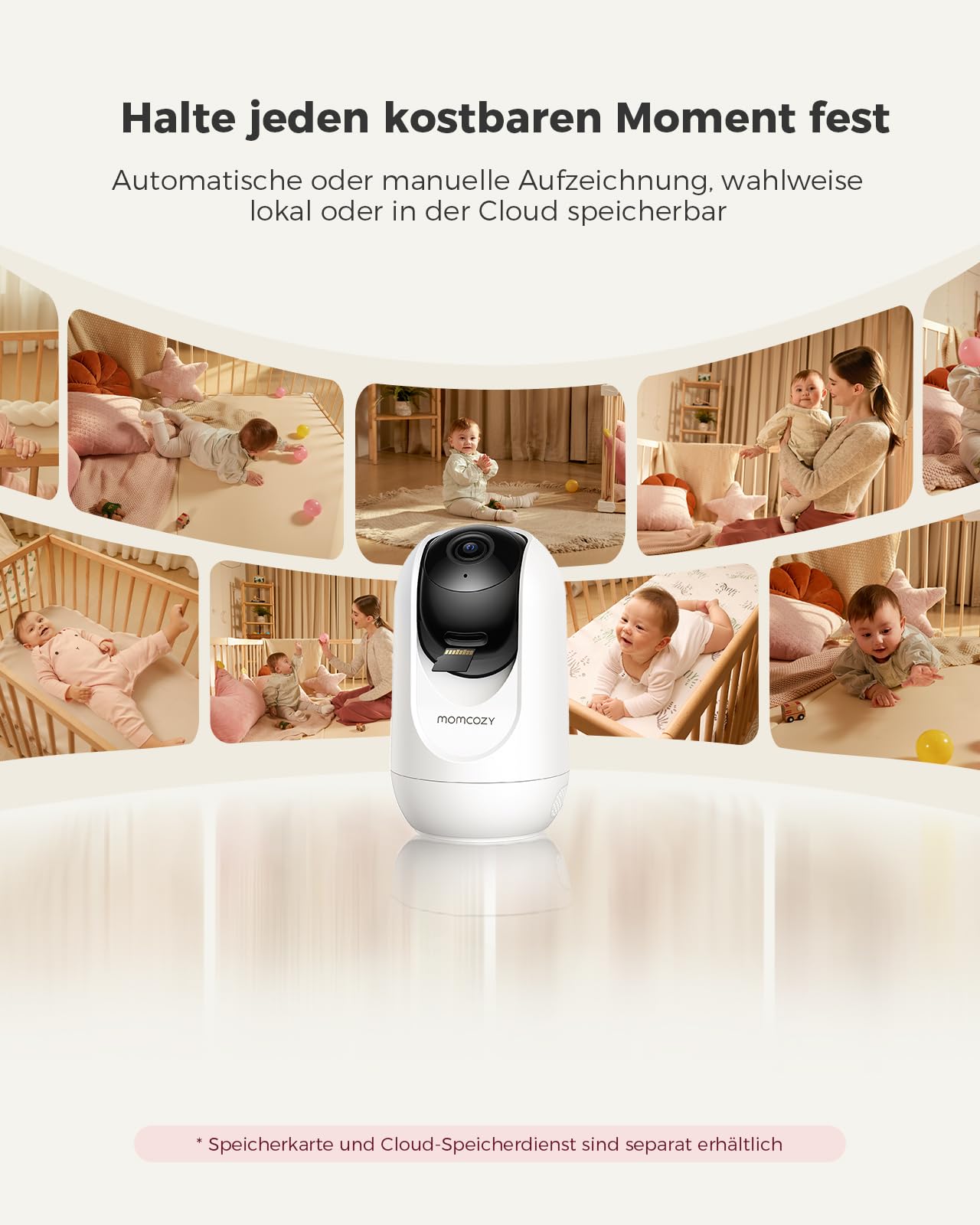 Momcozy BM04 Video Babyphone mit 2 Kameras & App, 1080P 5-Zoll WLAN Babyfone Monitor, 4X Zoom, Bewegungs- & Weinerkennung, sicherer Zaun, klare Nachtsicht, 2-Wege-Gespräch, Foto- & Videoaufzeichnun