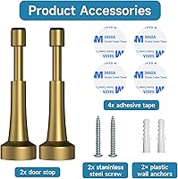 Vista 6 de 4 piezas de topes de puerta de resorte para pared - Tope de puerta de 4.33 pulgadas para la parte inferior de la puerta, tope de puerta de aluminio