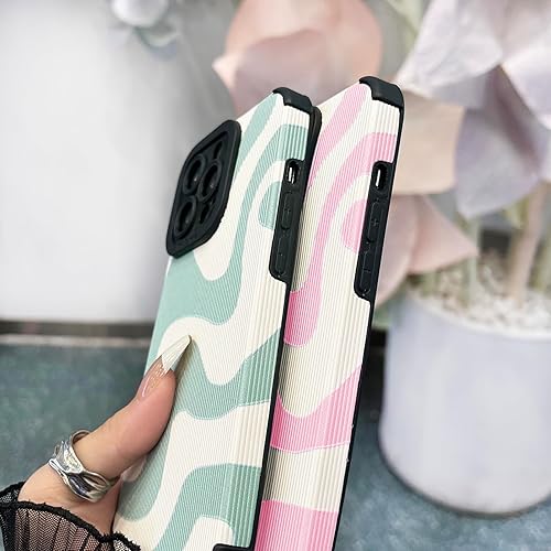Miniatura 4 de Funda compatible con iPhone 15 Pro Max con bonito patrón de ondas para mujeres y niñas, funda de silicona de TPU suave antigolpes, diseño de cebra,