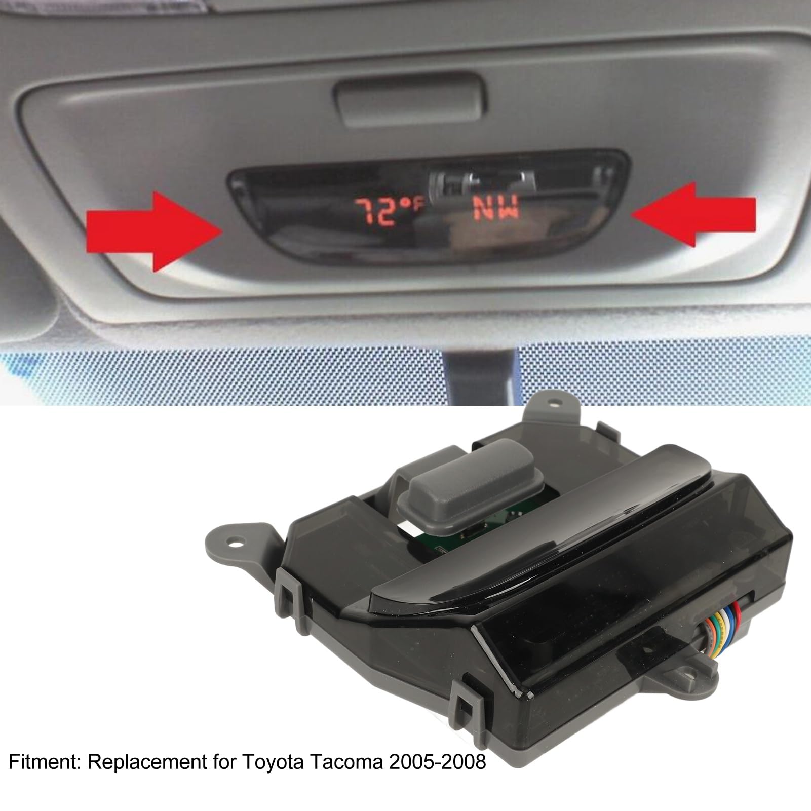 LoftMarte 83290-04030 Monitor de temperatura y brújula compatible con Toyota Tacoma 2005-2008 LoftMarte 83290-04030 Monitor de temperatura y brújula compatible con Toyota Tacoma 2005-2008