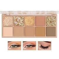 Vista 11 de Paleta de sombras de ojos ahumadas negras – brillo plateado, gris, oro, marrón – 9 colores – Acabado brillante y mate – Larga duración, resistente