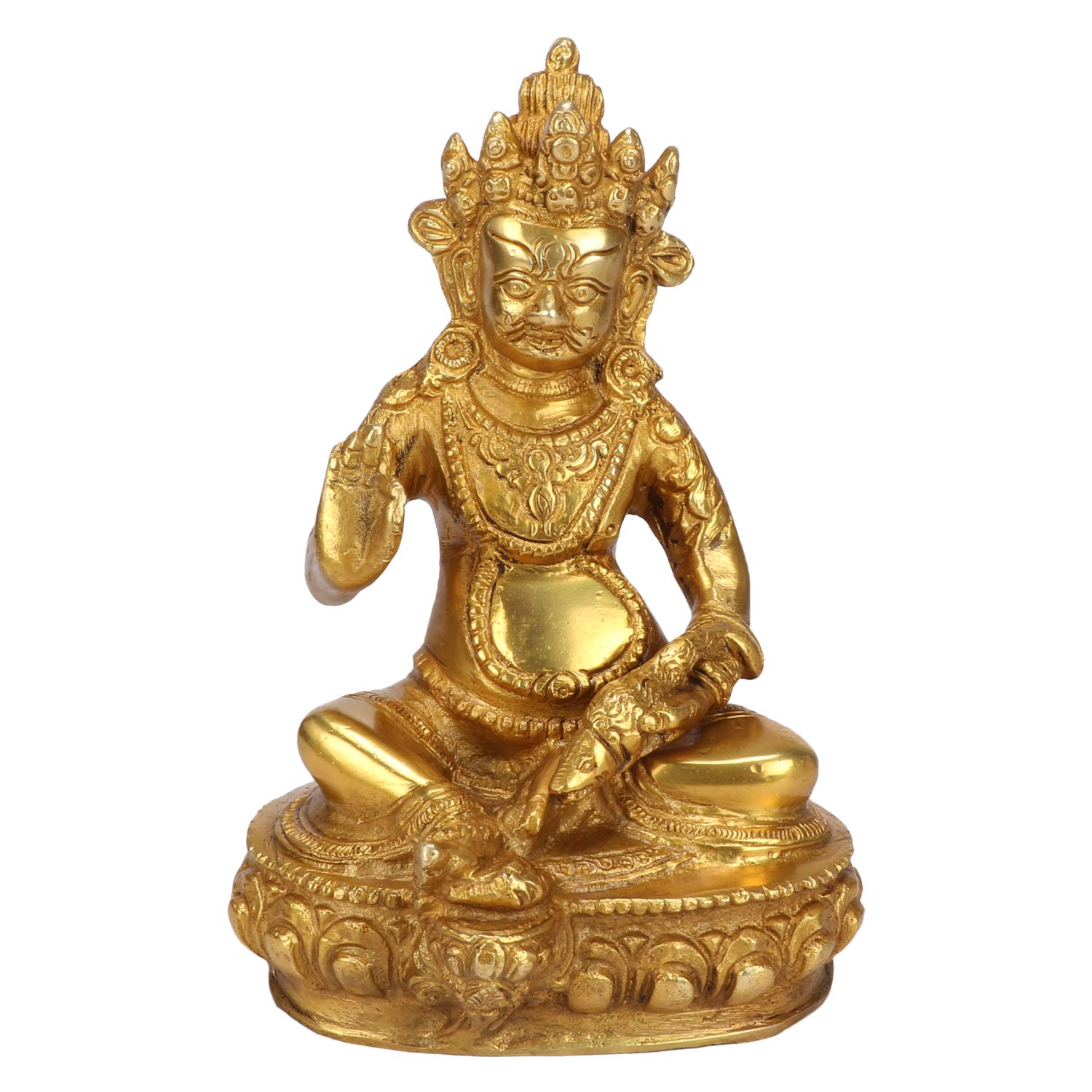 Brass Idol Lord Kuber Kuvera Wealth Hindu God Kubera Statue Murti for Prosperity Money Home Décor Locker Safe Tijori 2000gm