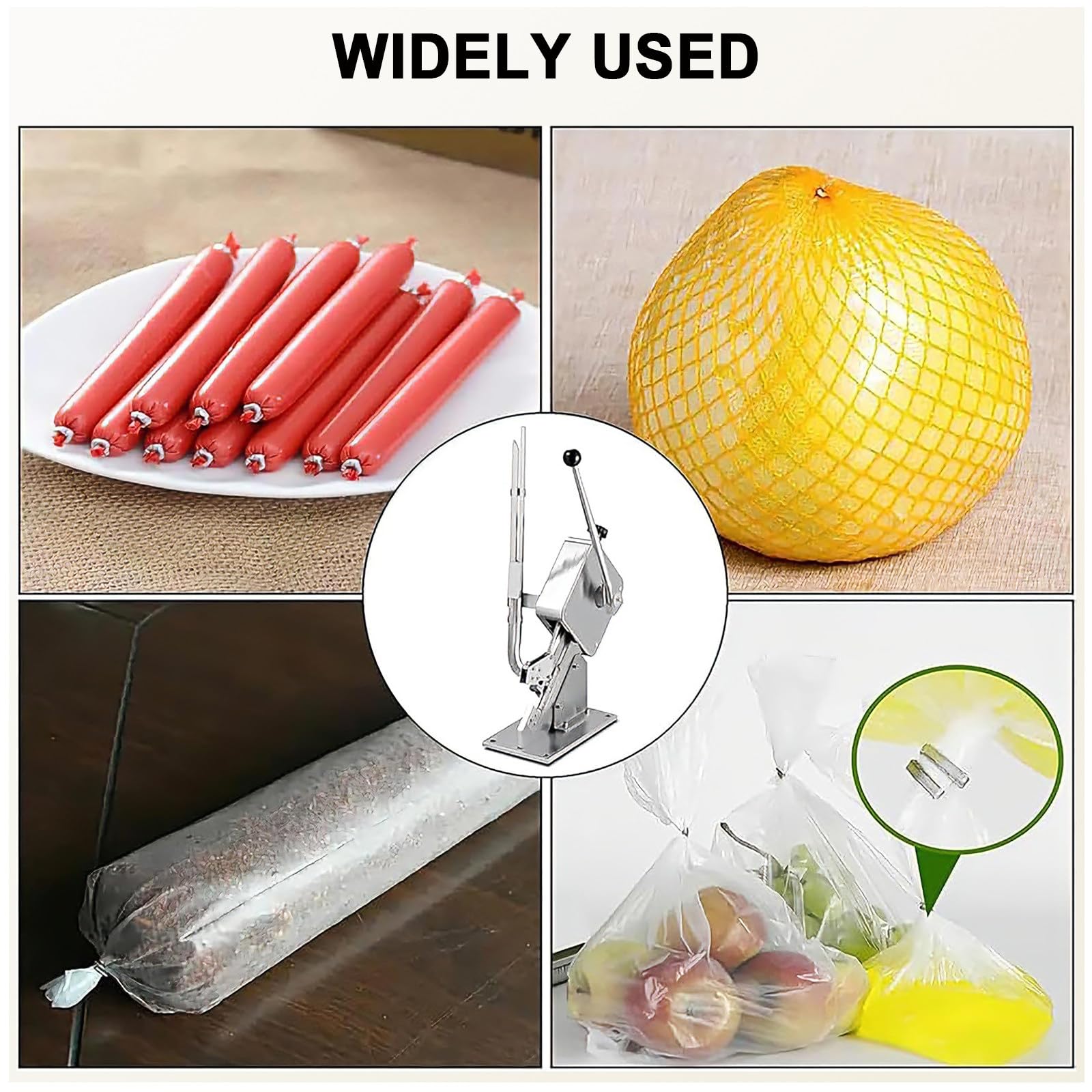 Strumento manuale per tagliare salsicce con clip a U, attrezzatura per sigillare alimenti per involucri, sacchetti e sacchetti a rete, tagliacapelli ad alte prestazioni per uso domestico e commerciale