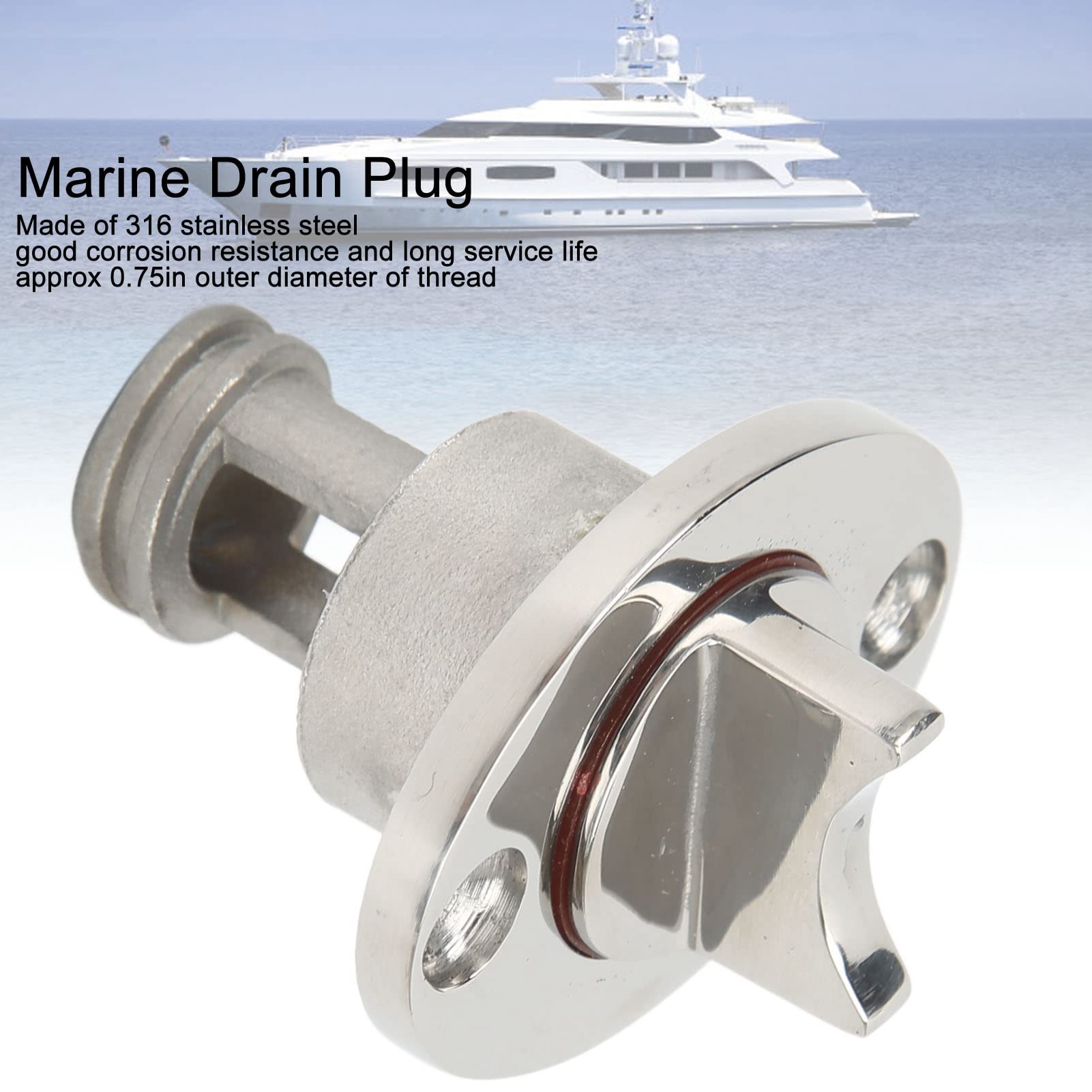 NDNCZDHC Boat Drain Plug, Stainless Steel Marine Drain Plug, 3/4