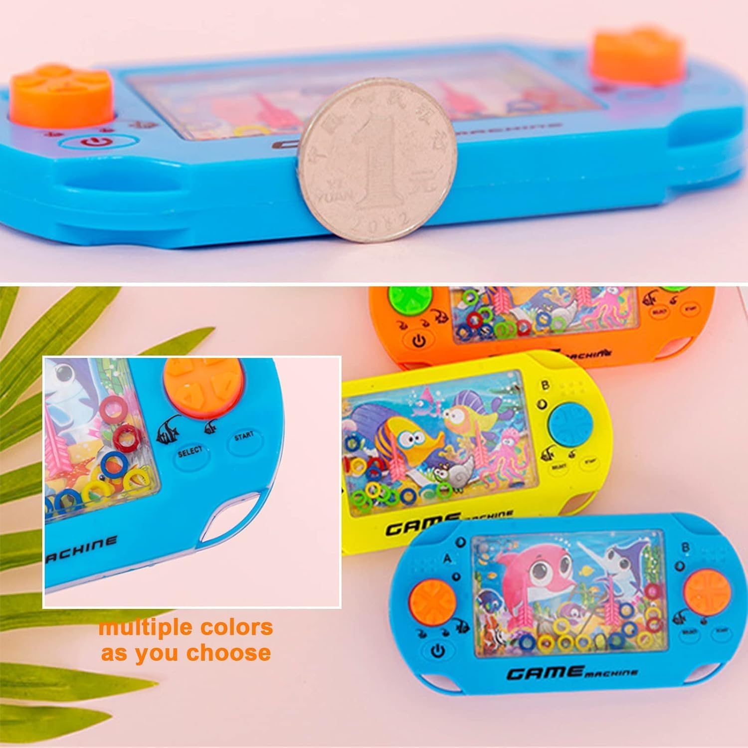 DZLING Unicorn/Action Hero Water Ring Toss Game, Handheld Bubble Game, Travel Size, Random Colour (Unicorn 2Pc) 1
