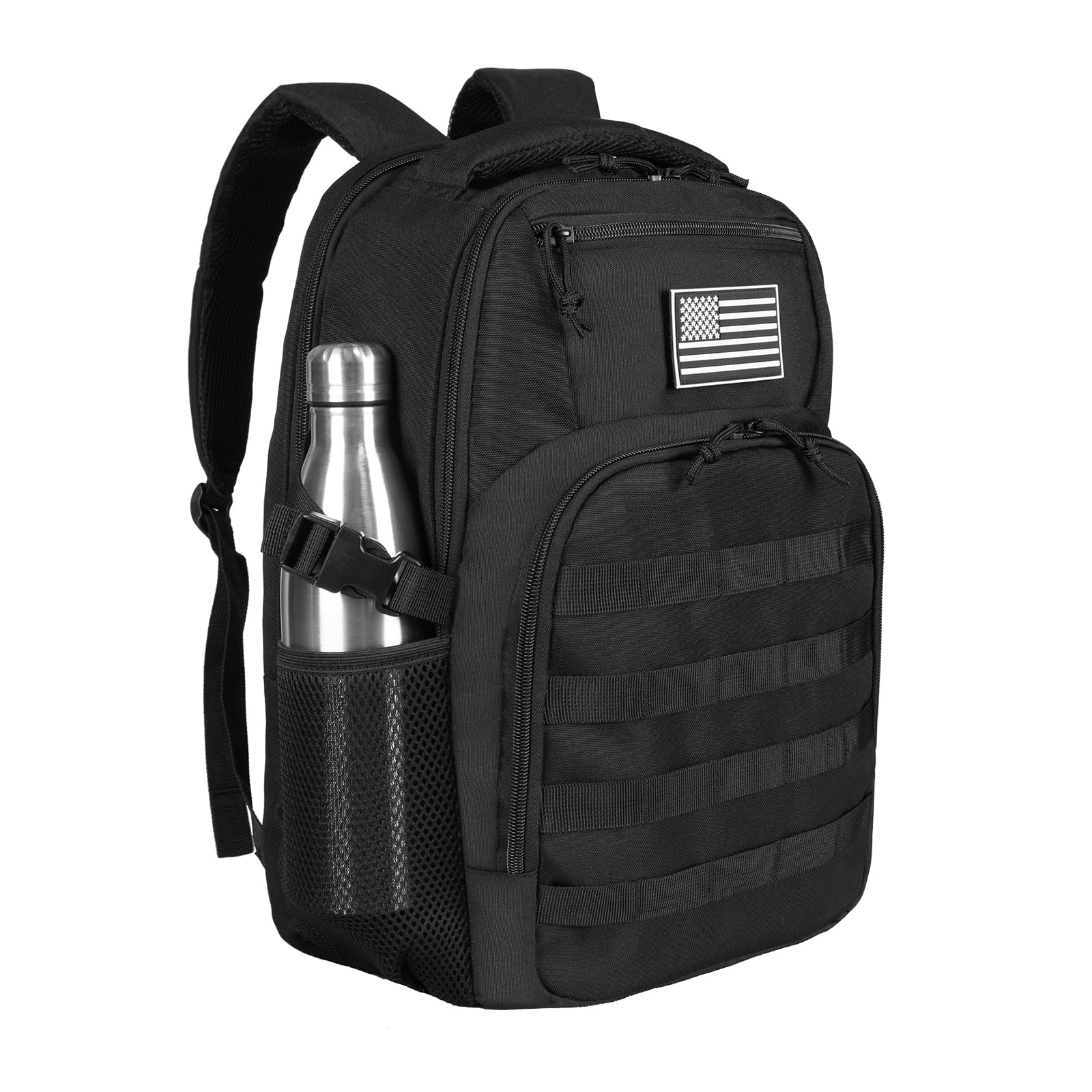 Ogguno 15.6'' Travel Laptop Backpack for Men, 30L Tactical College Backpacks with Water Pouches Both Sides, Portable Backpack for Men Women Business