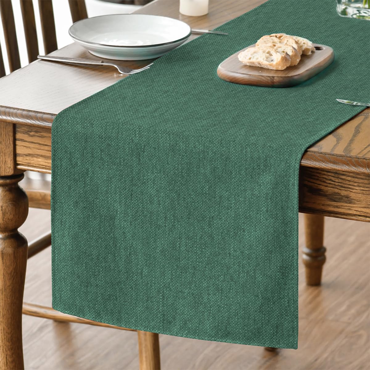 Artoid Mode Forest Green Table Runner, Seasonal Christmas Spring Washable Kitchen Dining Table Decoration for Home Party Decor 13x120 Inch