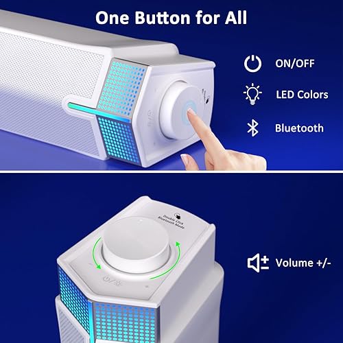 Miniatura 4 de Jeecoo Altavoces Bluetooth M20 para computadora de escritorio de PC, barra de sonido de PC para juegos, alimentación por USB, excelente sonido