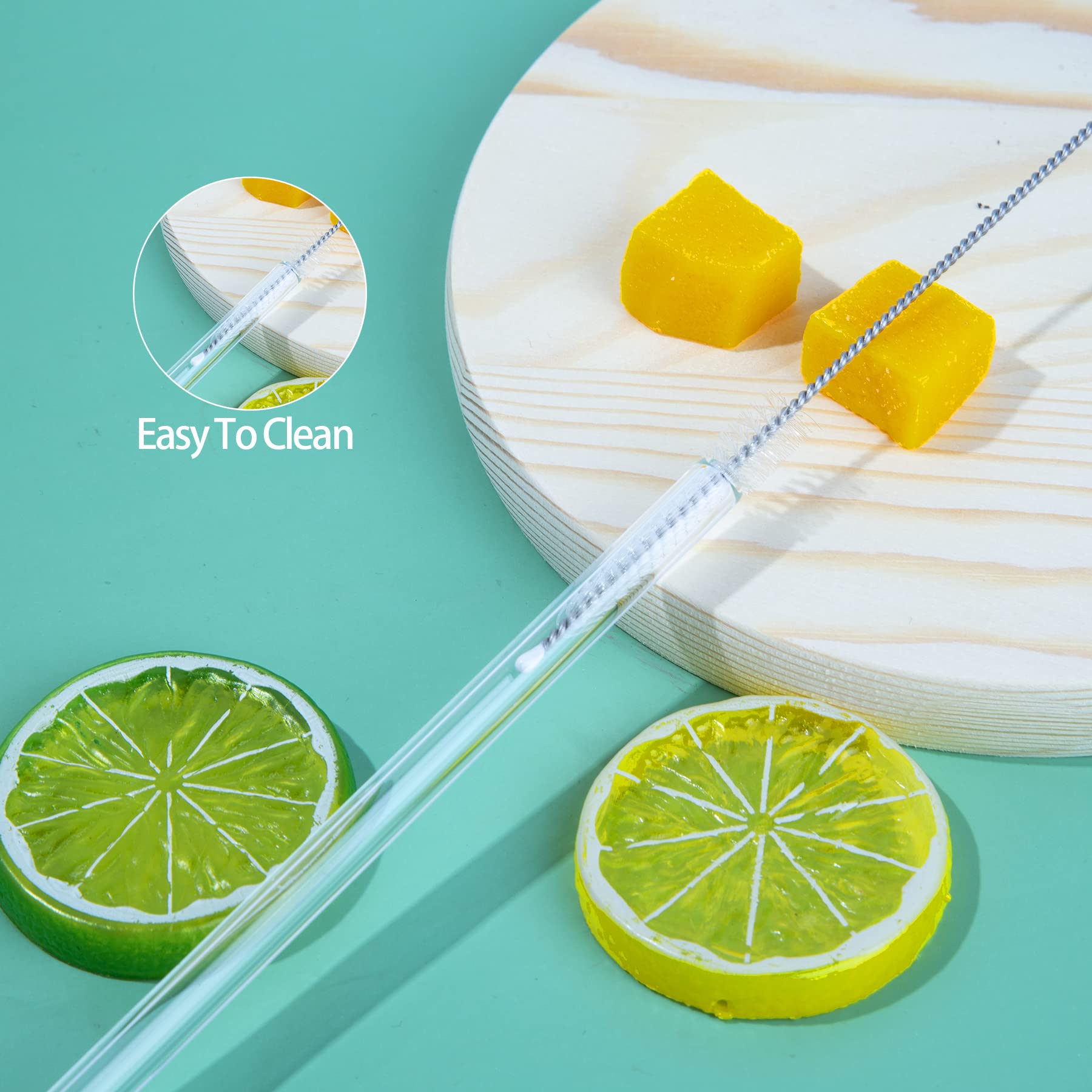 Lot De 6 Pailles Réutilisables En Verre Courbé Pour Smoothies