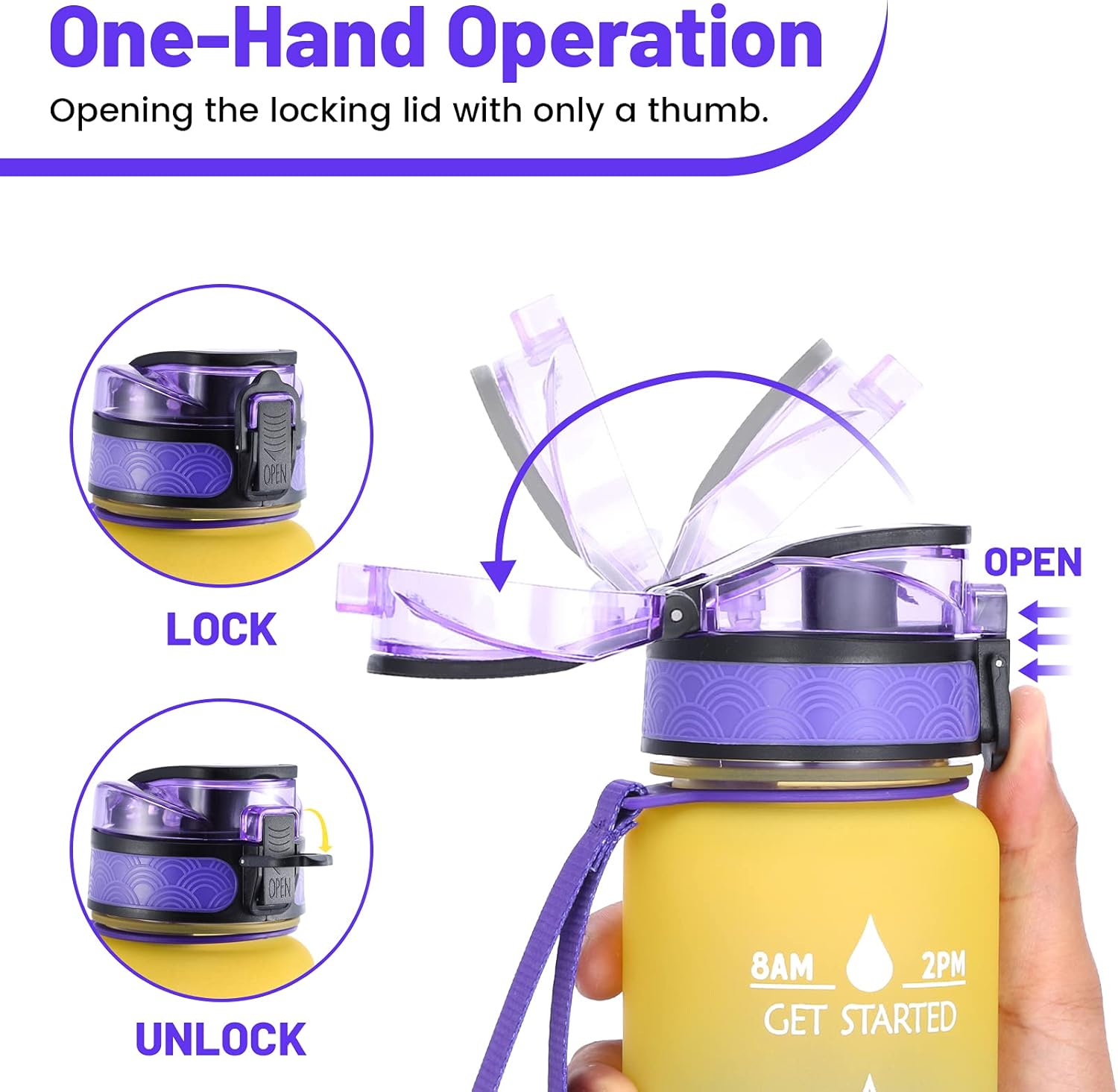 32oz Motivational Water Bottle with Time Maker Leakproof Tritan BPA Free Wide Mouth Durable Sports Water Jug to Ensure You Drink Enough Water Daily for Fitness, Gym and Outdoor Sports