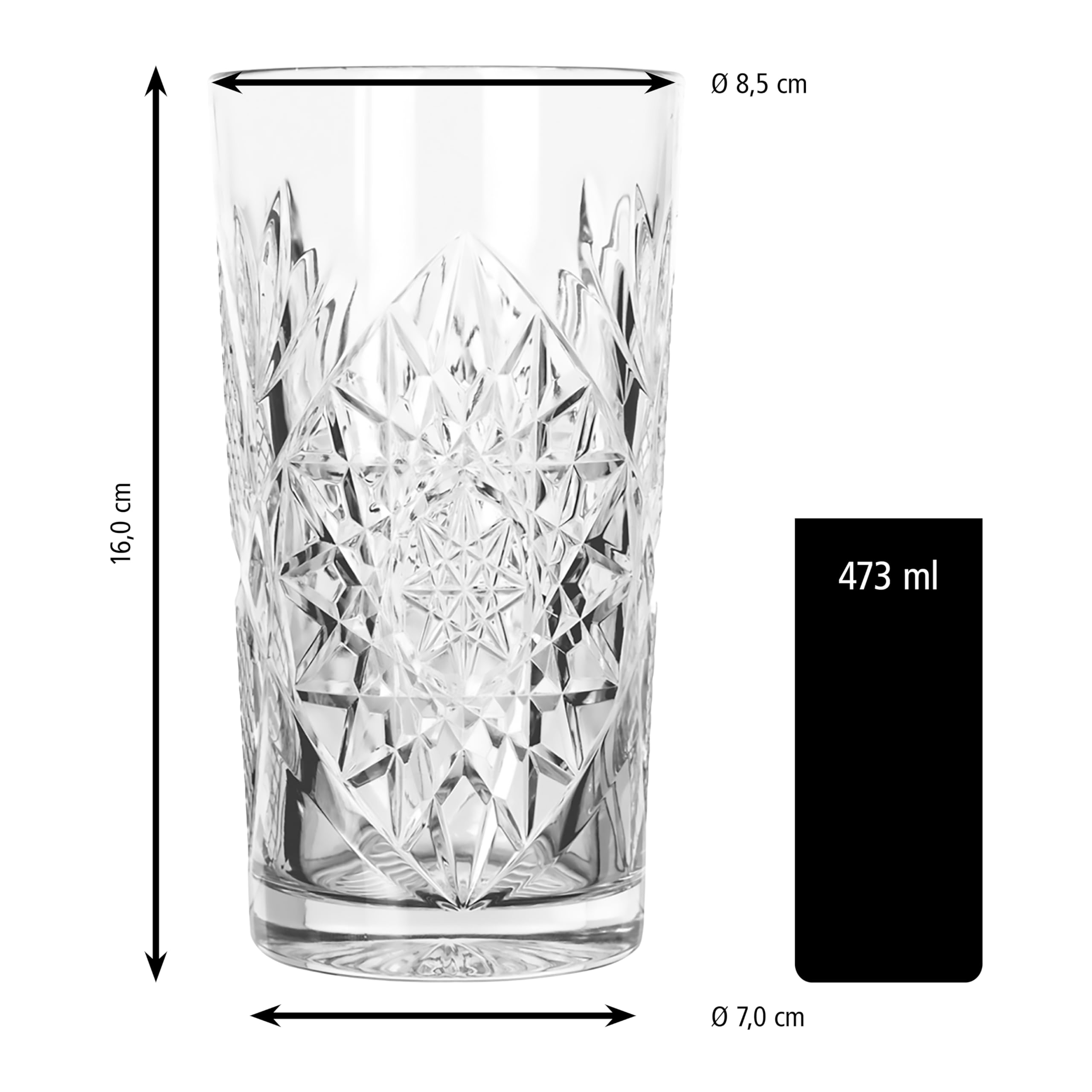 LIBBEY 70301 Trinkglas/ Cocktailglas "HOBSTAR" , 473 ml, 12er Set