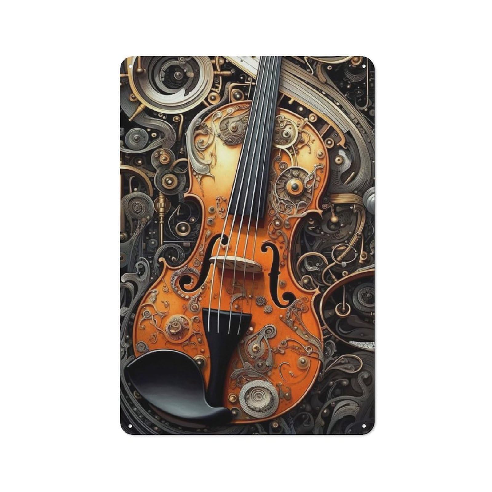 Junmoney Musical Violin Friendly Cafe Metal Sign 30X20cm, Restaurant Wall Art For Coffee Bar, Small Shop Or Dining Room