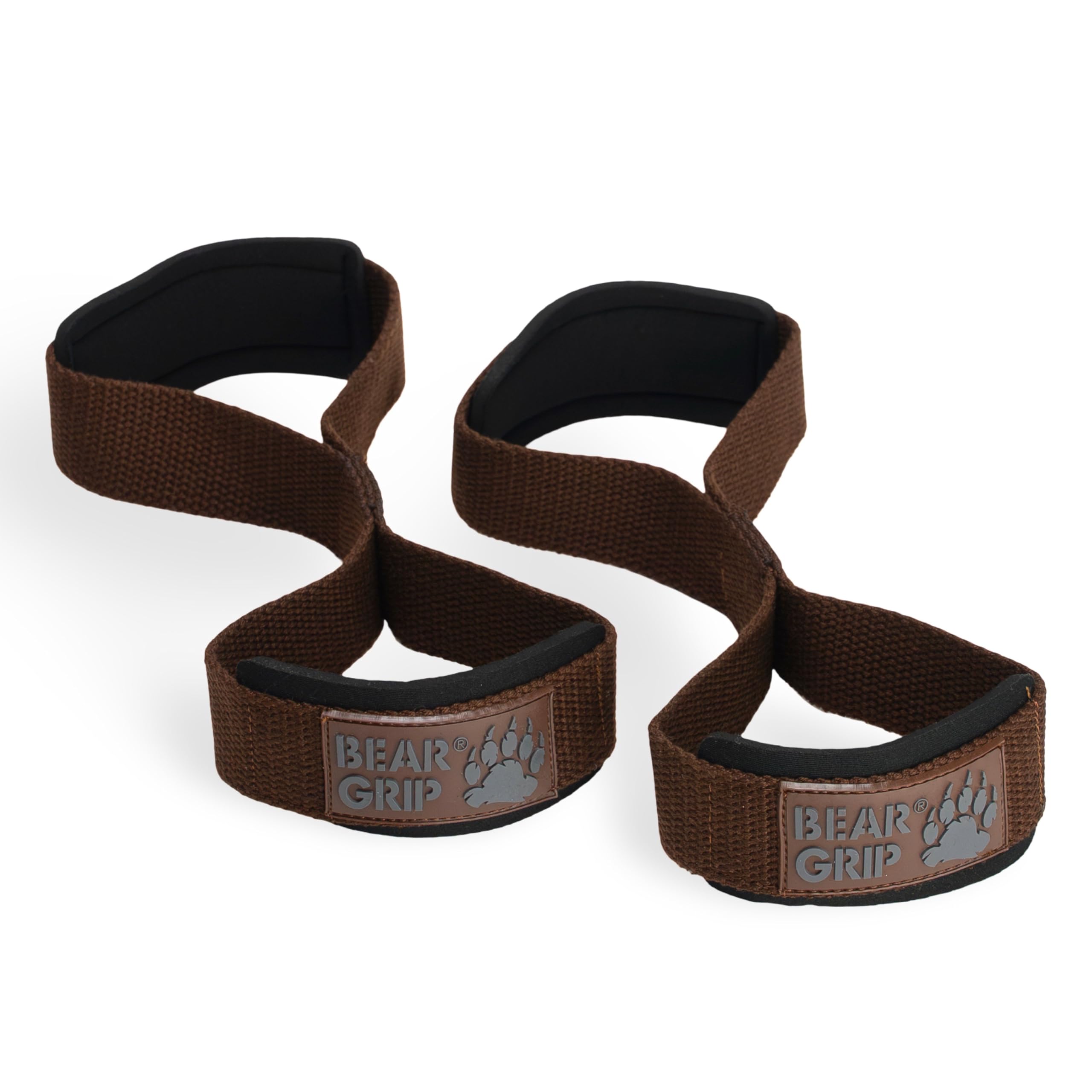 BEAR GRIP - Paski do podnoszenia ciężarów premium Figura 8 (sprzedawane parami) (brązowe)