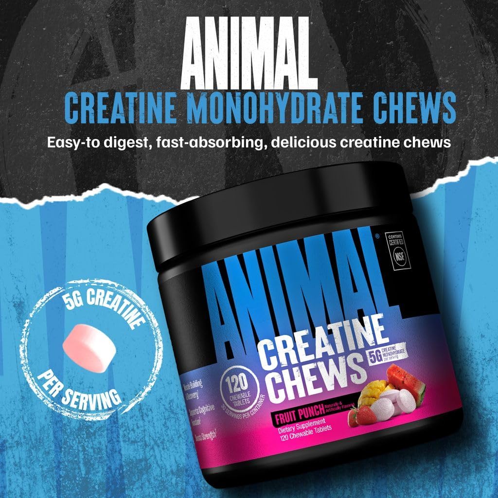Animal Creatine Monohydrate Chews for Men & Women | Fruit Punch 120 Count image 2