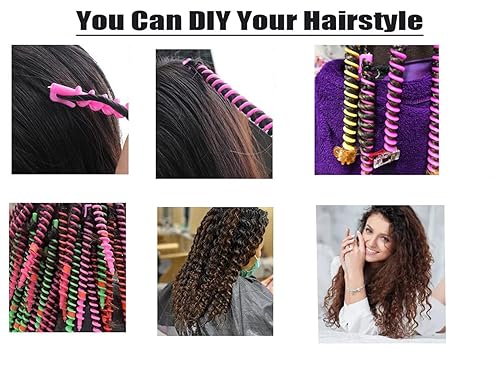 Miniatura 2 de 18 varillas de plástico en espiral para cabello, peluquería, peluquería, herramientas de salón para mujeres y niñas, colores aleatorios (7.3