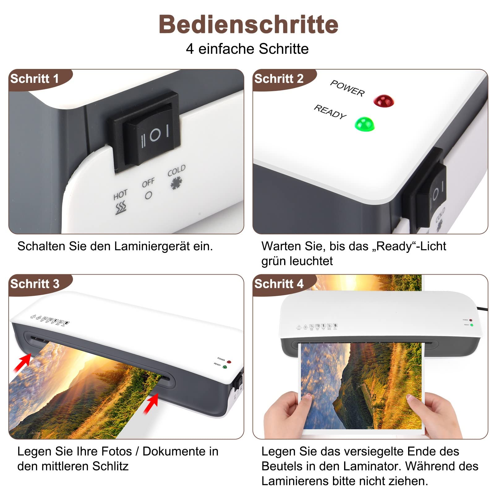 Nigecue LaminatorNigecue Laminator A4, maszyna do laminowania 3 w 1 z 30 sztukami folii do laminowania A4, A5, A6, laminator z przecinakiem do papieru, szybkie nagrzewanie, idealna do użytku