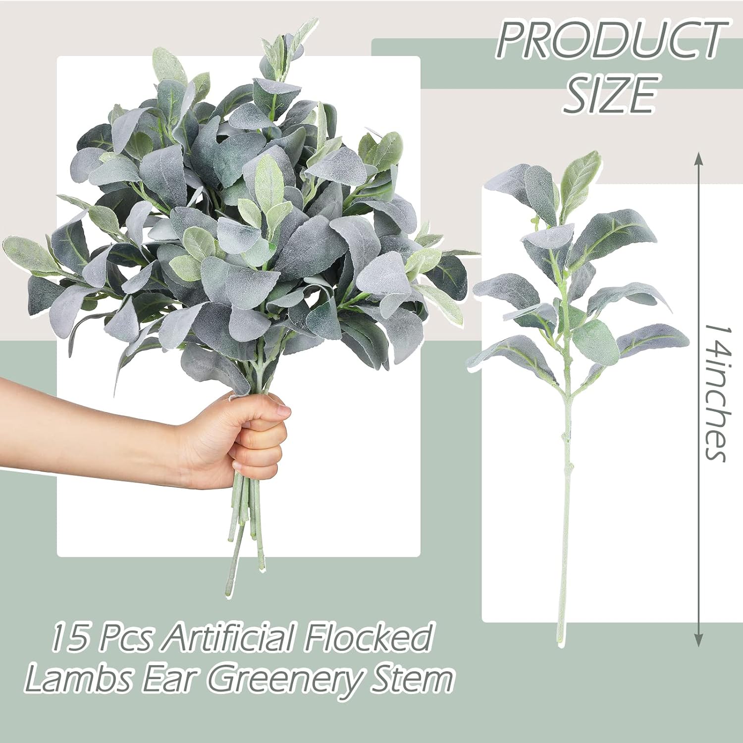 Jexine 15 Pcs Artificial Lambs Ear Greenery Stems Faux Branches for Weddings Bouquets Picks Rustic Wedding Centerpiece Artificial Greenery Spray for Home Farmhouse DIY Wreath Floral Arrangement - Image 2