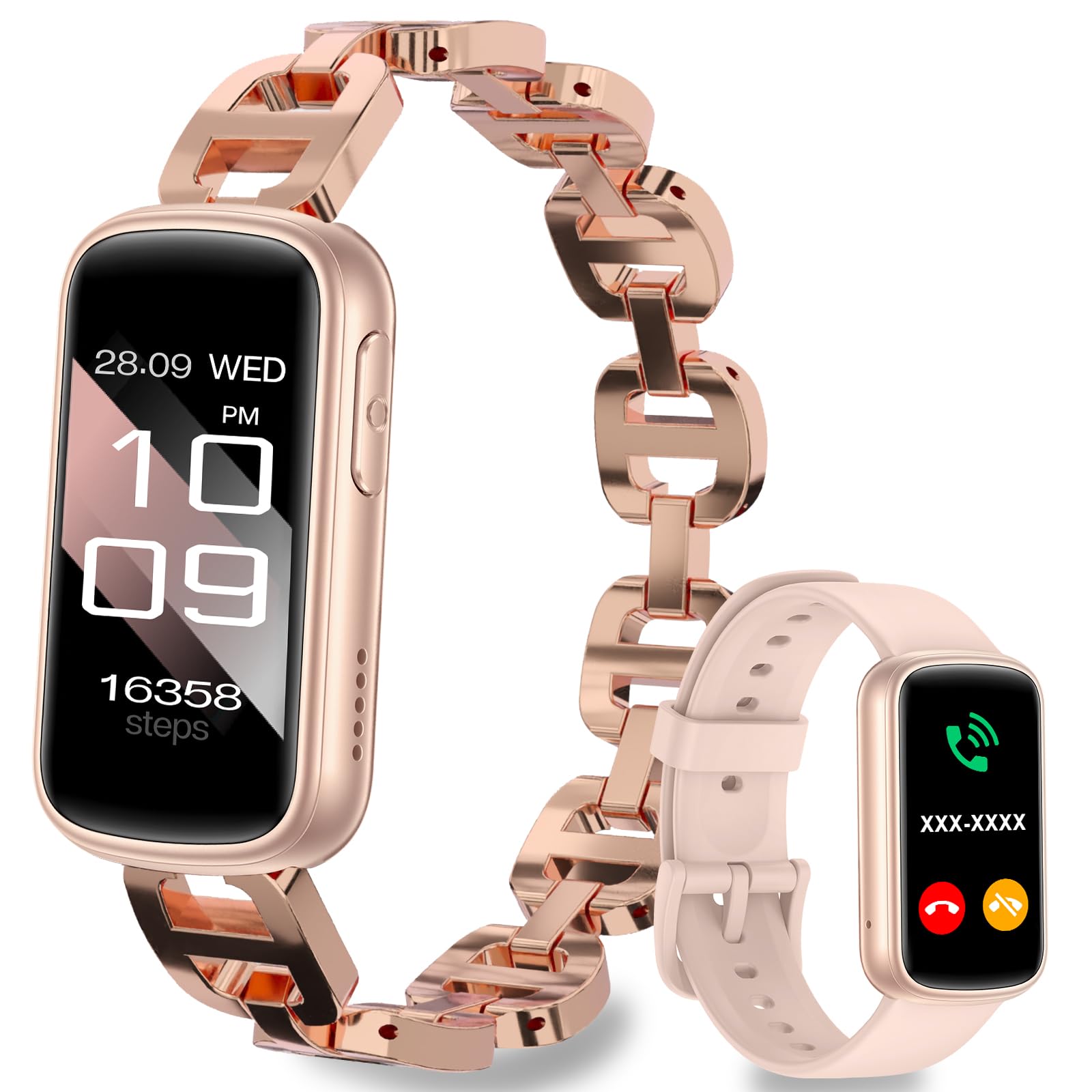 Smartwatch Donna Con Schermo AMOLED 1.75″, Chiamate Bluetooth, 100+ Sport, Fitness Tracker – Rosa Con Doppio Cinturino - 3