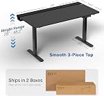 VIVO Black 60 x 30 in Standing Desk, DESK-KIT-1B6-P3B | Electric, Holds 220 lbs, Sit Stand, Height Adjustable, Cable Tray, Full-Size Mouse Pad, Office Furniture, Black Frame