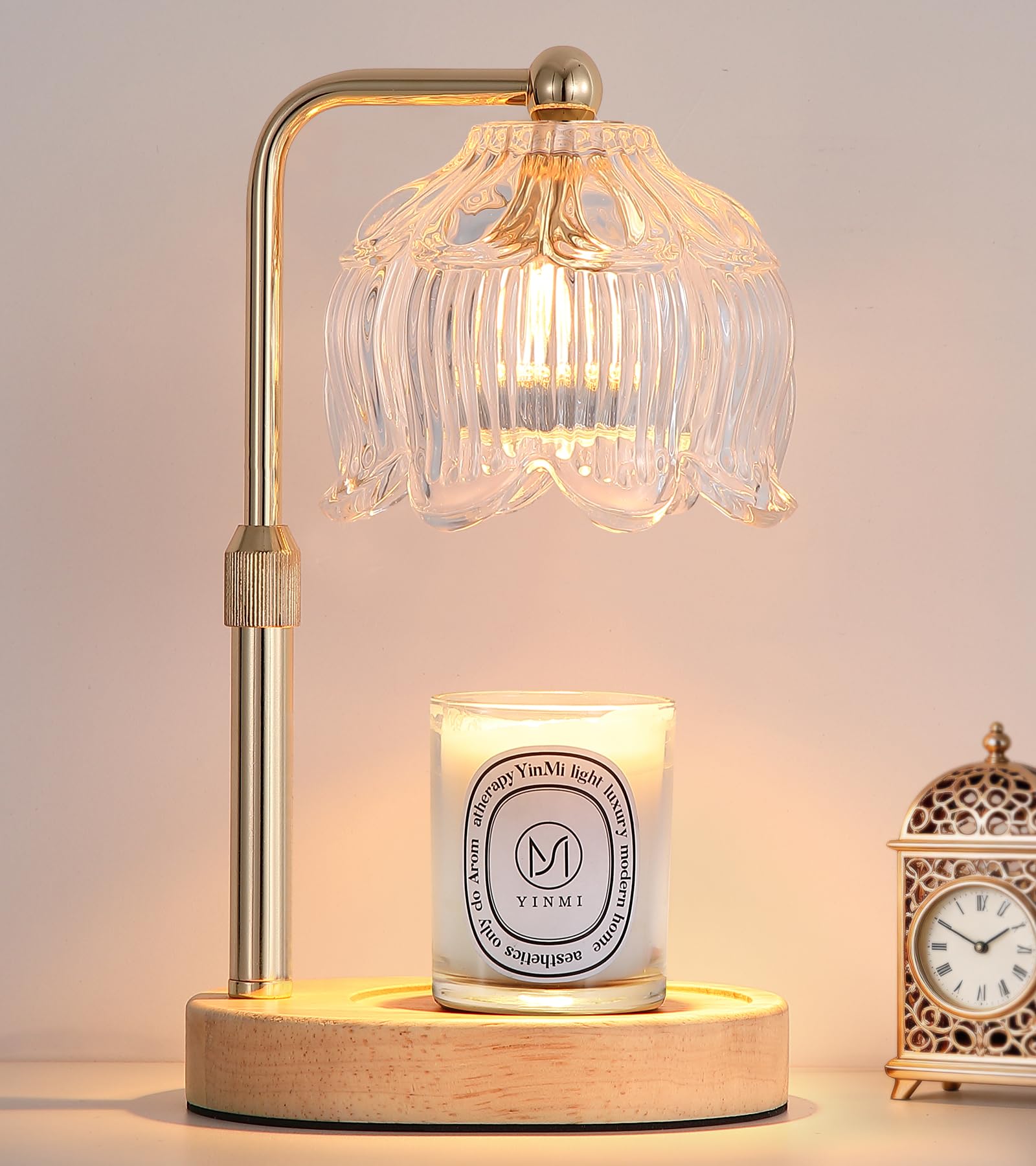 Photo 1 of [NON FUNCTIONAL] [SOLD FOR PARTS] MEIXISUE Gold Flower Glass Candle Warmer Lamp