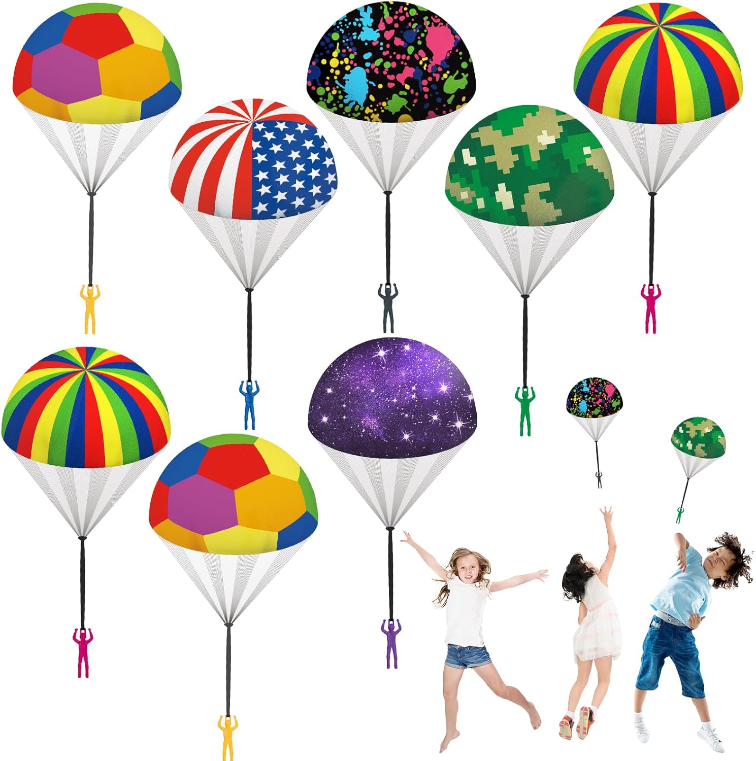 Ynybusi Parachute Toys for Kids Party Favors,Tangle Free Throwing Toy Parachute