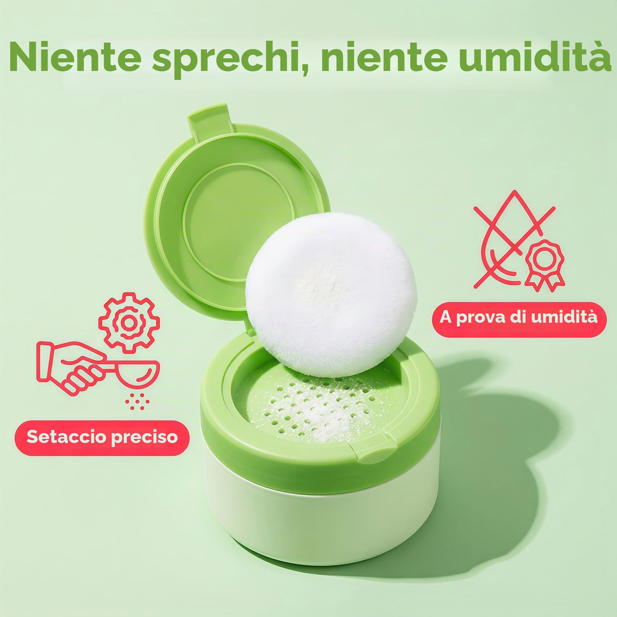 Plastica Verde Cura Pelle Bambino Dopo-bagno Soffio Polvere Talco Contenitore Dispenser Trucco Caso