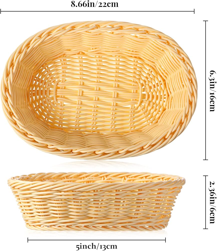 Amazon｜6ピース プラスチック編みオーバルバスケット 食品ストレージ