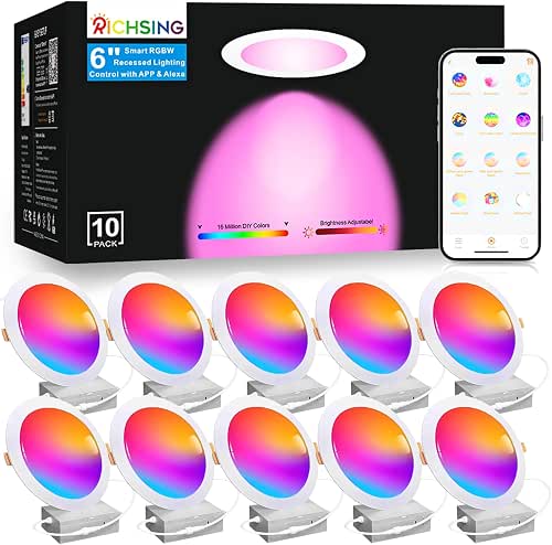 10 Pack LED Recessed Lighting 6 inch, RGBCW Recessed Ceiling