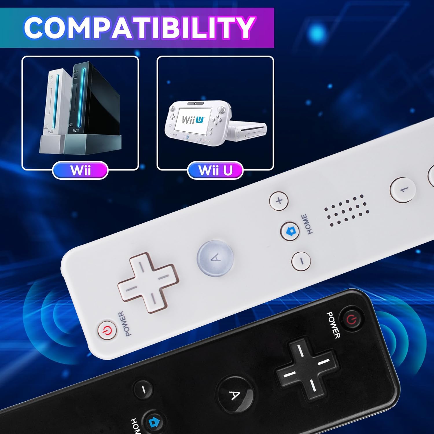 TechKen Wii Controller 2 Pack, telecomando Wii con custodia in silicone e cinturino da polso, telecomando Wii per Wii/Wii U