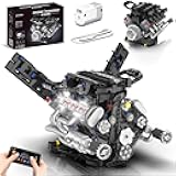 Suplanet Engine Building Blocks Sets,V8 Engine Model kit That Runs with LED Light & Motor,Collectible Set for Adults,Car Engine Building Engineering STEM Projects for Kids Boys (715 PCS)