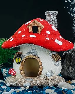 Uniclife Aquarium Mushroom House, Resin Fish Tank Decoration Cottage Ornament for Fish Tank Landscape Aquarium Hideout Hid...