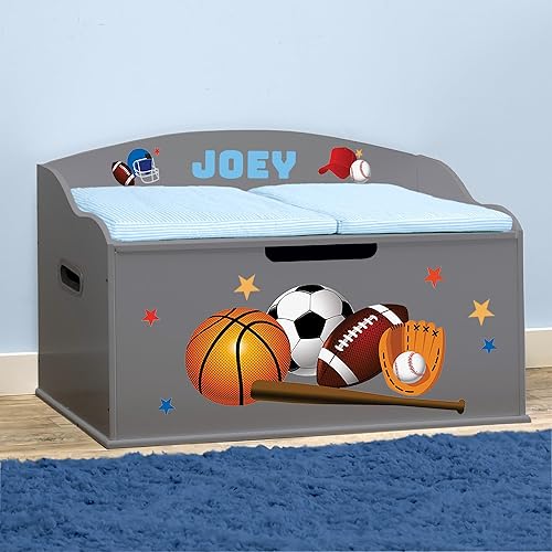 Miniatura 2 de DIBSIES Caja de juguetes personalizada Creative Wonders, deportiva, 30 x 19.25 x 18 pulgadas, tapa de cierre suave (gris cola de milano)