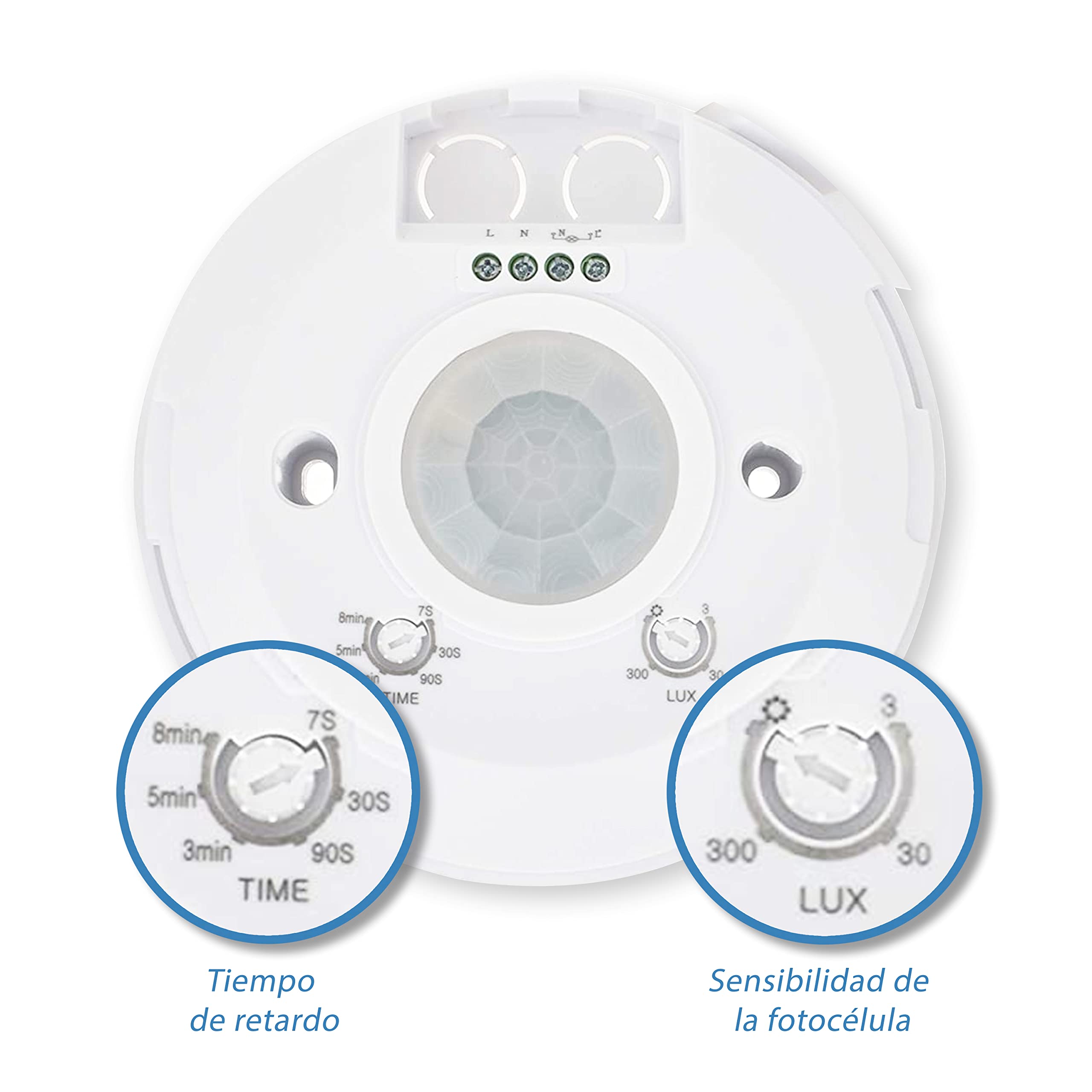 POPP® Electric Interruptor Slim Sensor de Movimiento PIR Detector 360º 8M IP20 Interior, MAX 3-2000LUX LED Ajuste de Tiempo 10SEC-15MIN (Pack 5 Unidad)