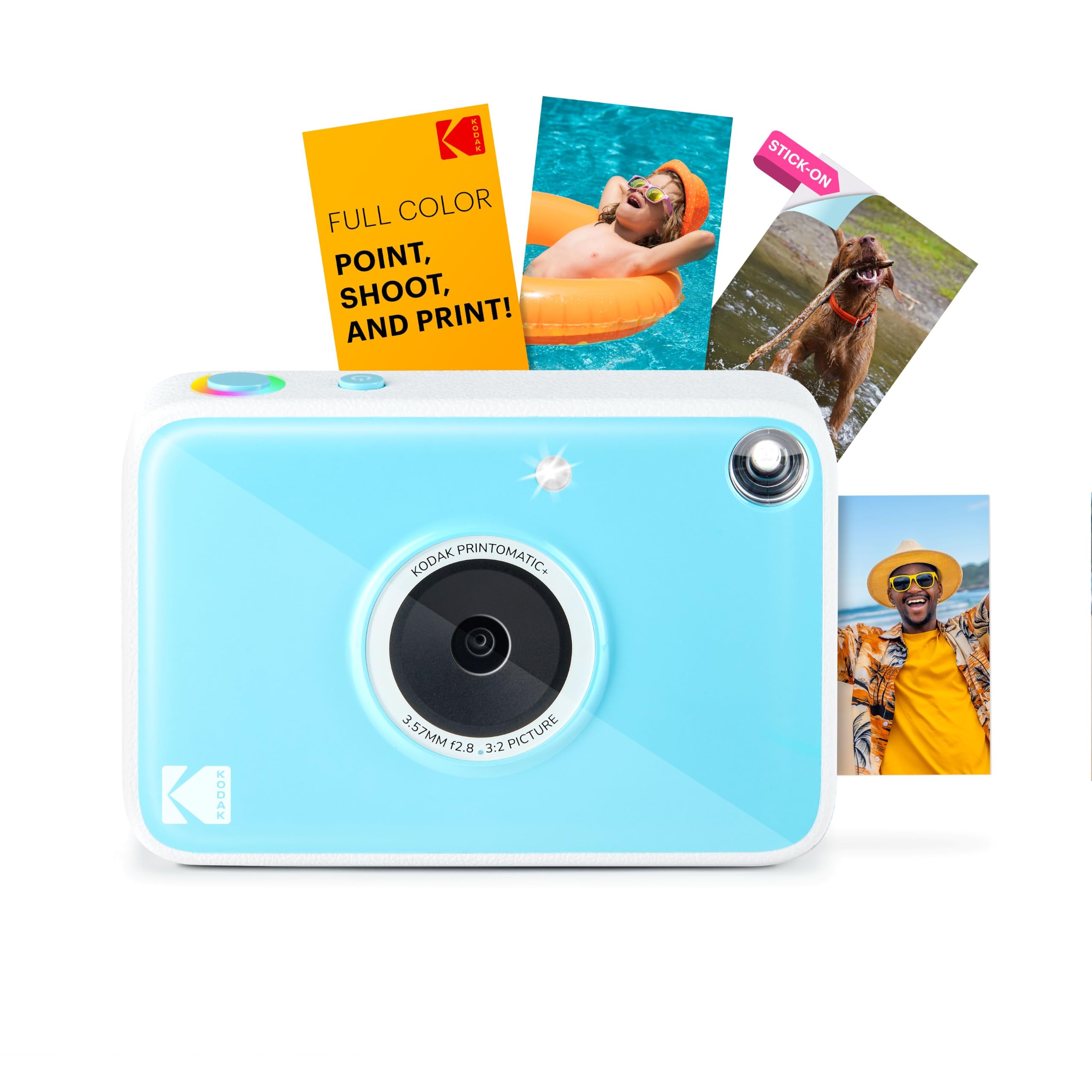 Kodak Printomatic+ Cámara Digital Instantánea 10MP con LED RGB, Imprime Fotos a Color en Papel Zink 2x3” – Azul