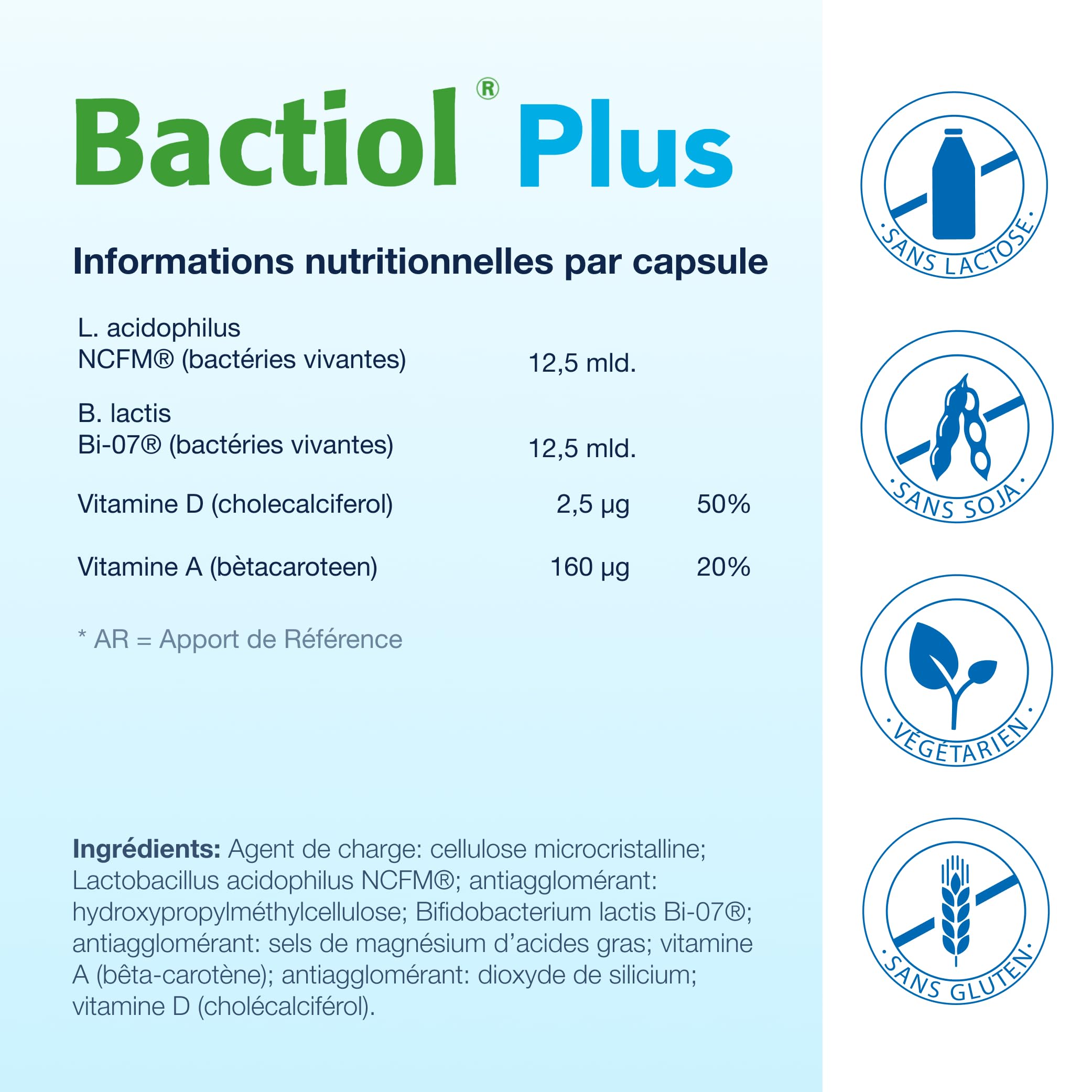 Metagenics Bactiol Plus - Milchsäurekulturen, Vitamine D & A - 60 Kapseln