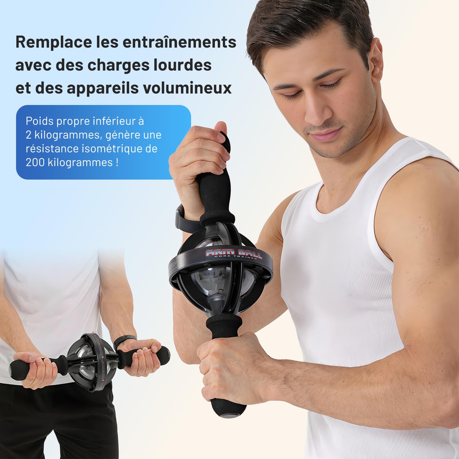 Gyro-Trainer Pro Handtrainer, double poignée, résistance de 200 kg, pour le renforcement musculaire et la force des poignets