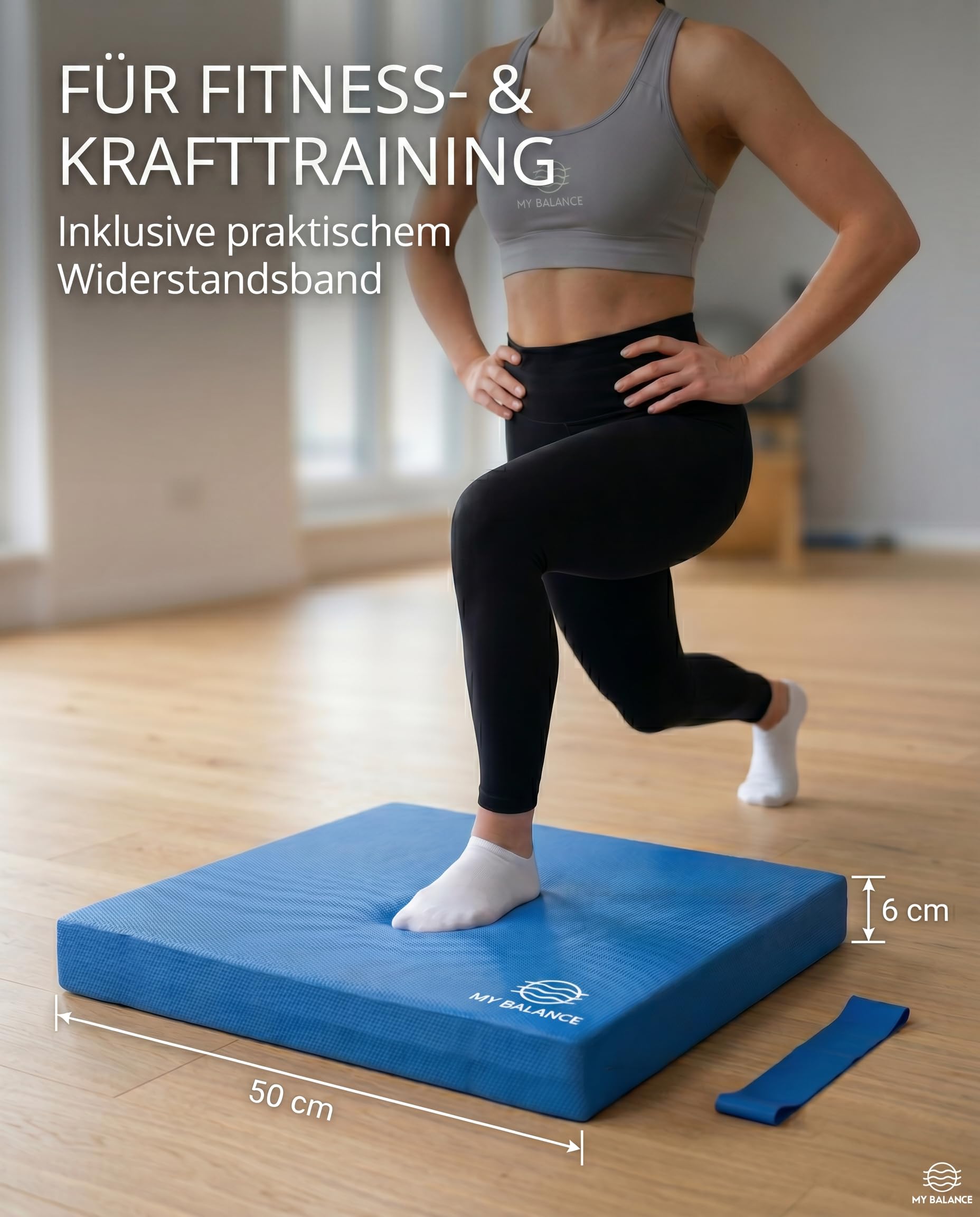My Balance XXL - Balance Pad inkl. Widerstandsband I Hochwertiges Balancekissen mit E-Book I Stärkt deine Balance I Balance Kissen für Fitness, Yoga & Koordinationstraining