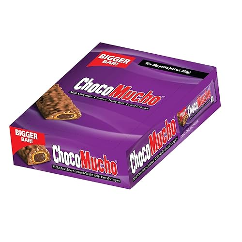 ChocoMucho - Rollos de obleas de chocolate con leche y caramelo, galletas crujientes de cereales (paquete de 10), 8.81 onzas